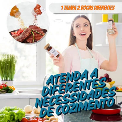 Kit Organizador Premium – Potes de Vidro para Temperos com Tampa de Bambu