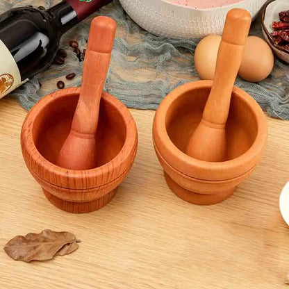 Pilão e Almofariz Manual para Temperos e Ervas - Madeira ou Pedra
