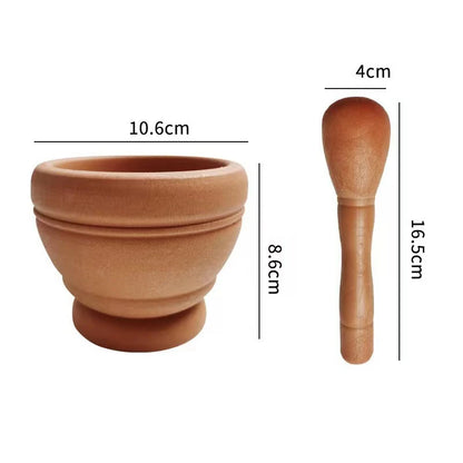 Pilão e Almofariz Manual para Temperos e Ervas - Madeira ou Pedra