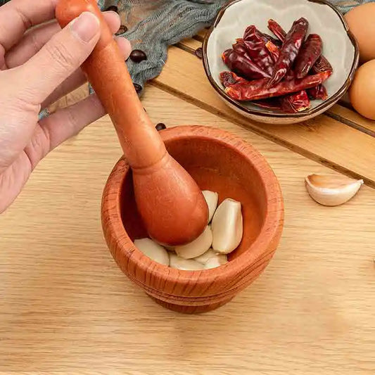 Pilão e Almofariz Manual para Temperos e Ervas - Madeira ou Pedra
